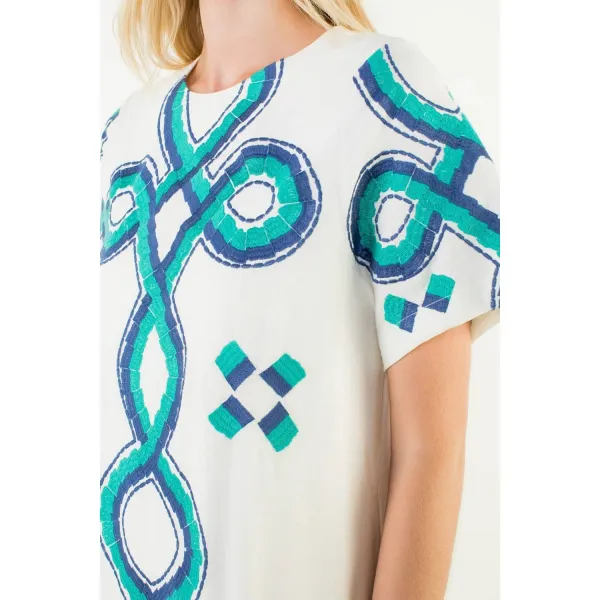 Short Sleeve Embroidered Casual Dress