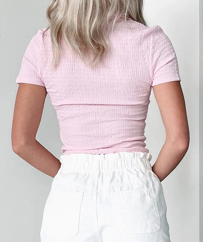 Crinkle Knit Blouse Top