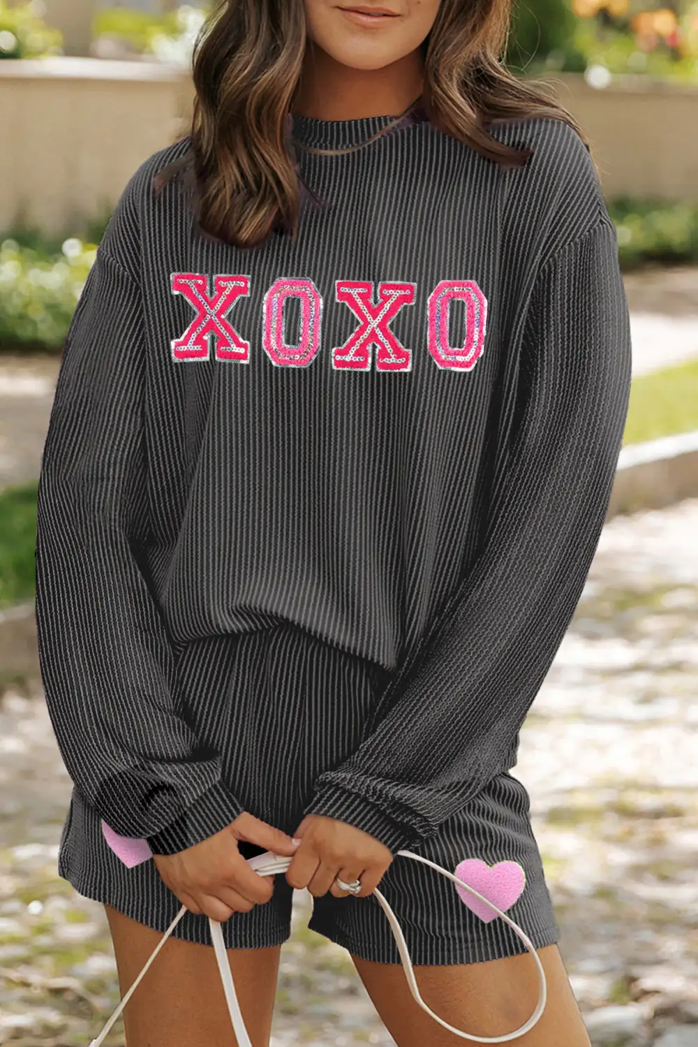 Long Sleeve Relaxed Shorts Lounge Set Ease