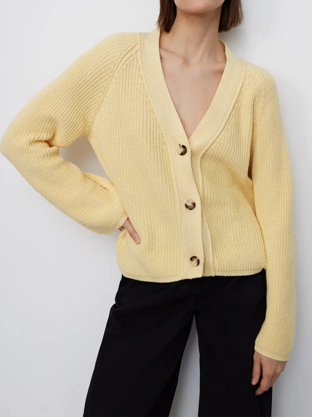 Raglan Sleeve Button-Down Cardigan