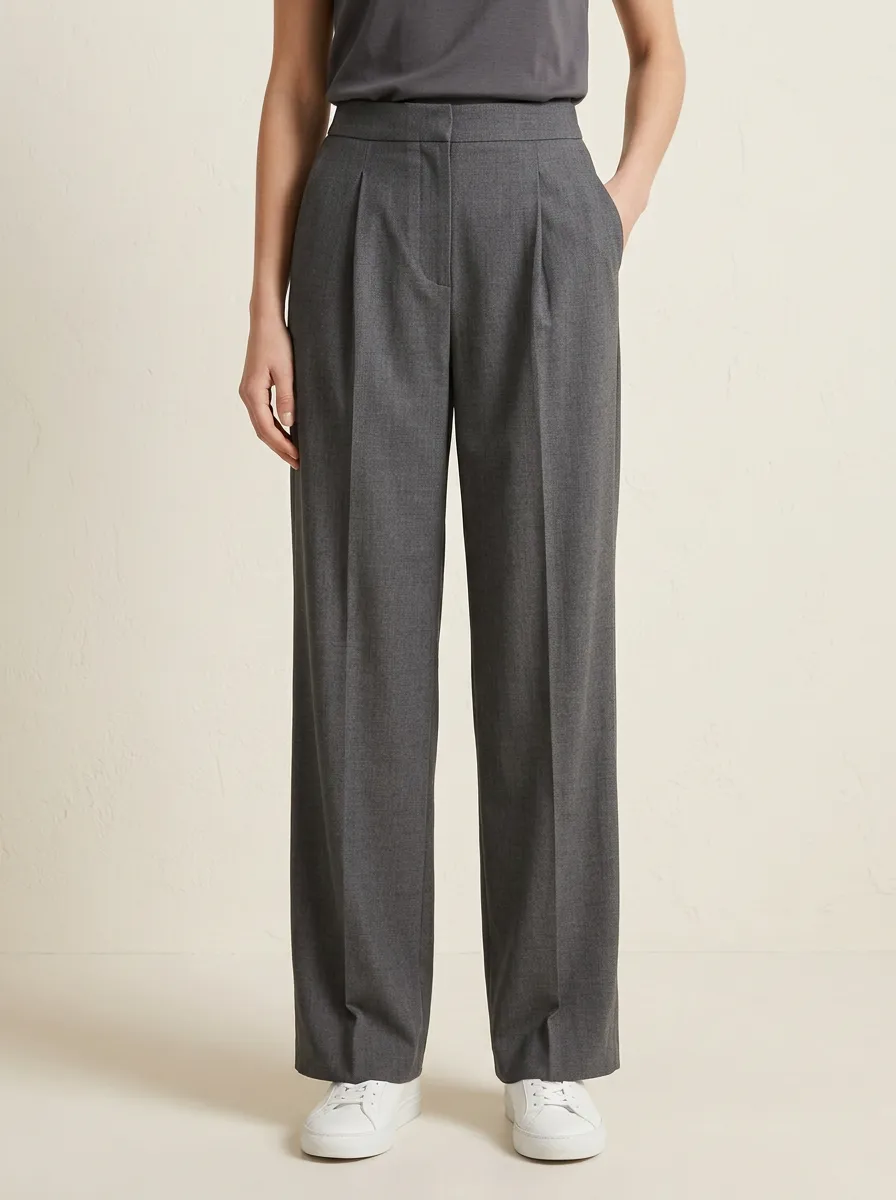 Minimal Printed Wide-Leg Trousers