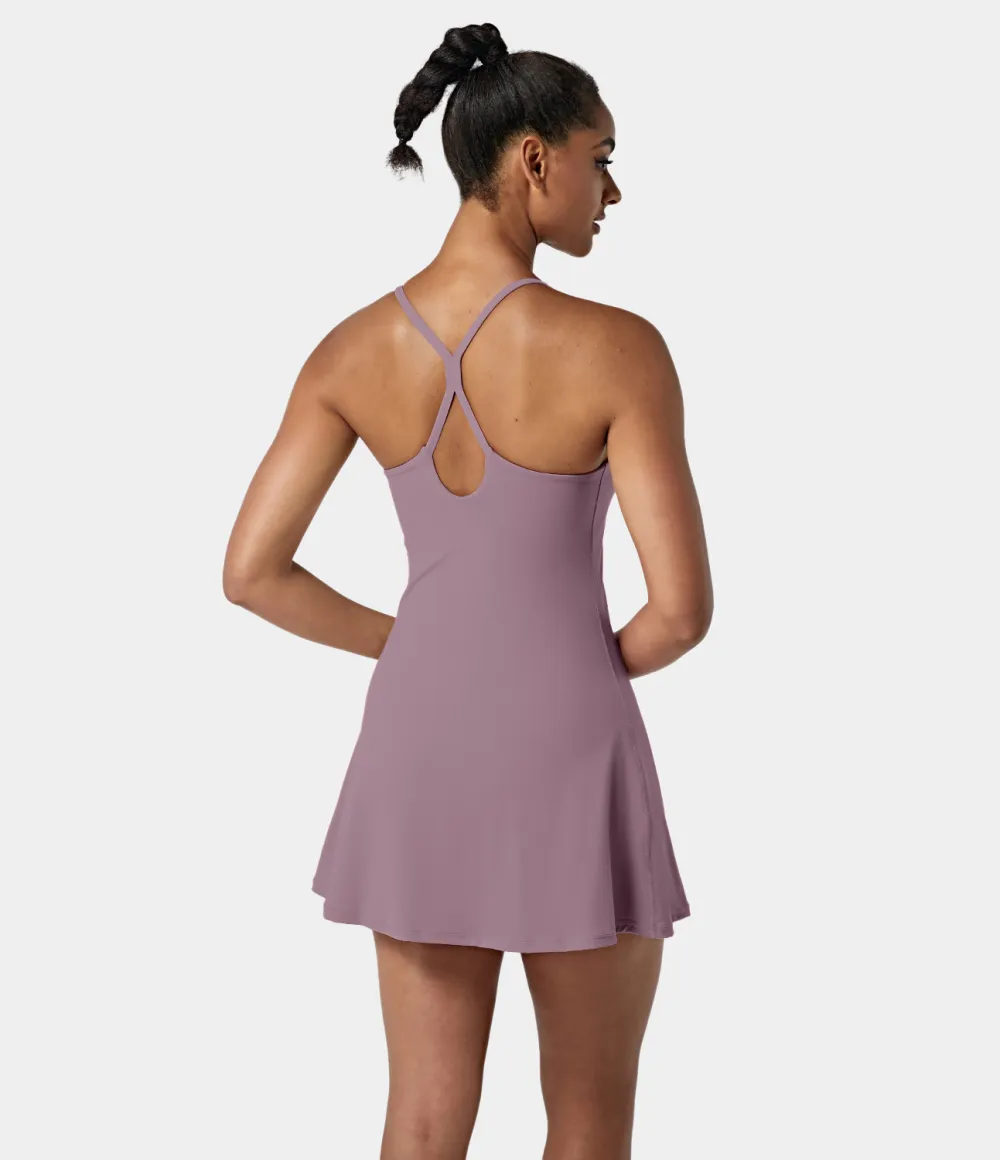 Softlyzero Airy Backless Cut Out 2-in-1 Pocket Cool Touch Mini Activity Dress