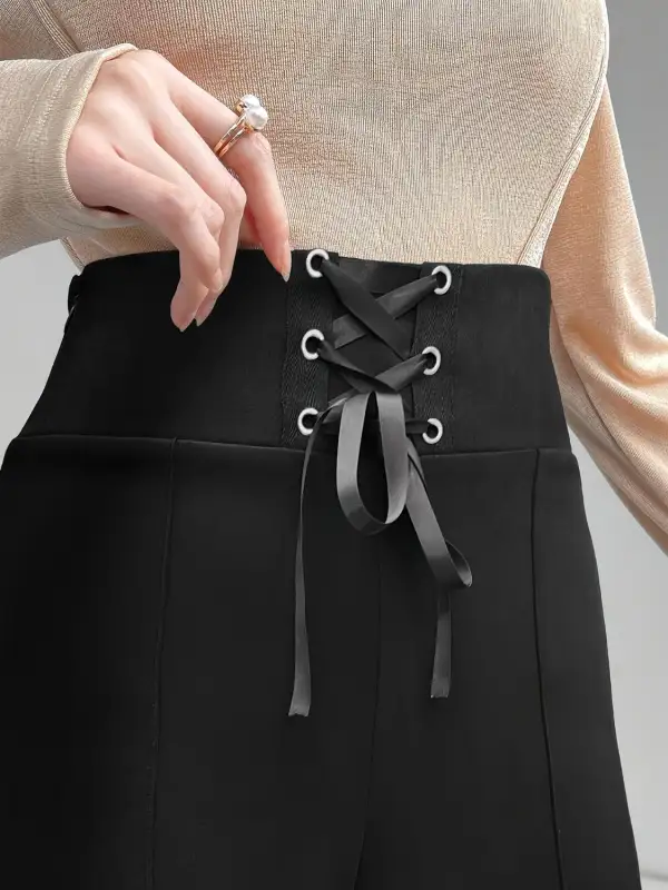 Lace Up Slit Bootcut Pants