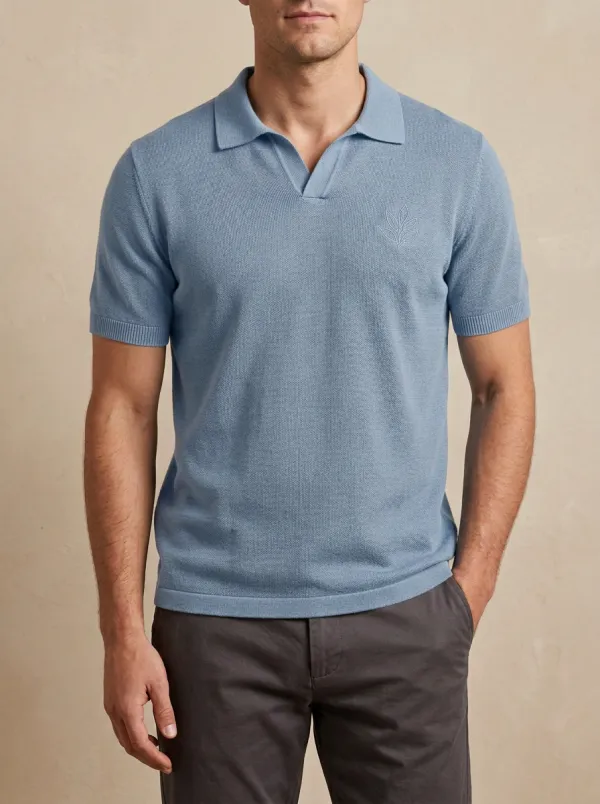 Botanical Leaf-Pattern Men's Polo Shirt