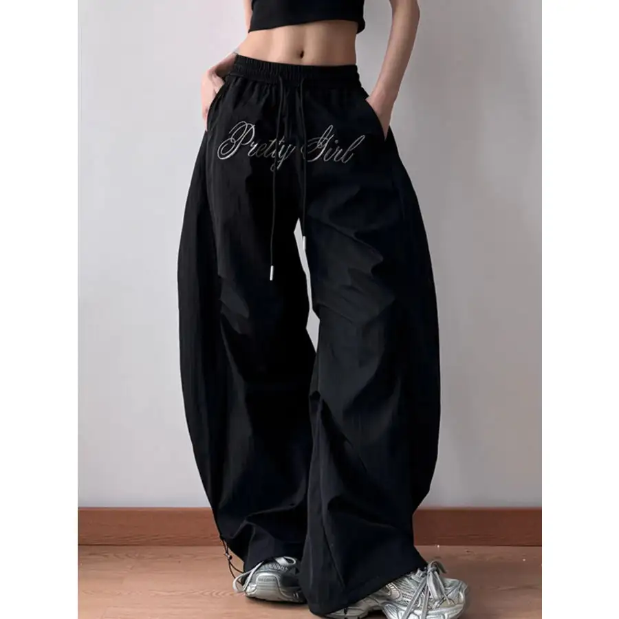 Drawstring Oversized Wide Leg Casual Pants