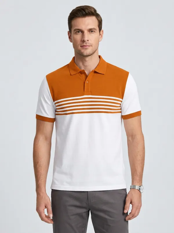 Men's Modern Colorblock Striped Polo Shirt