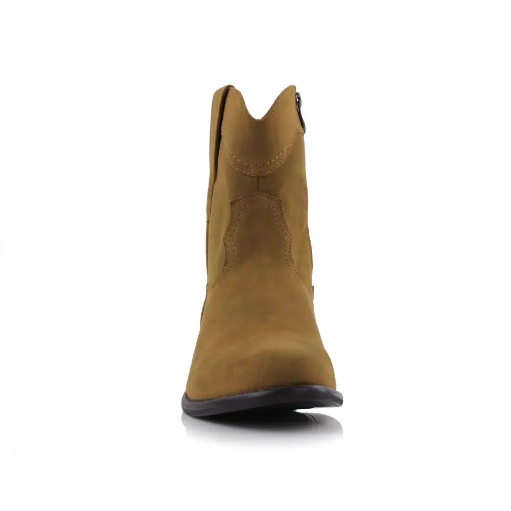 Faux-Suede Suede Faux-Leather Western Boots