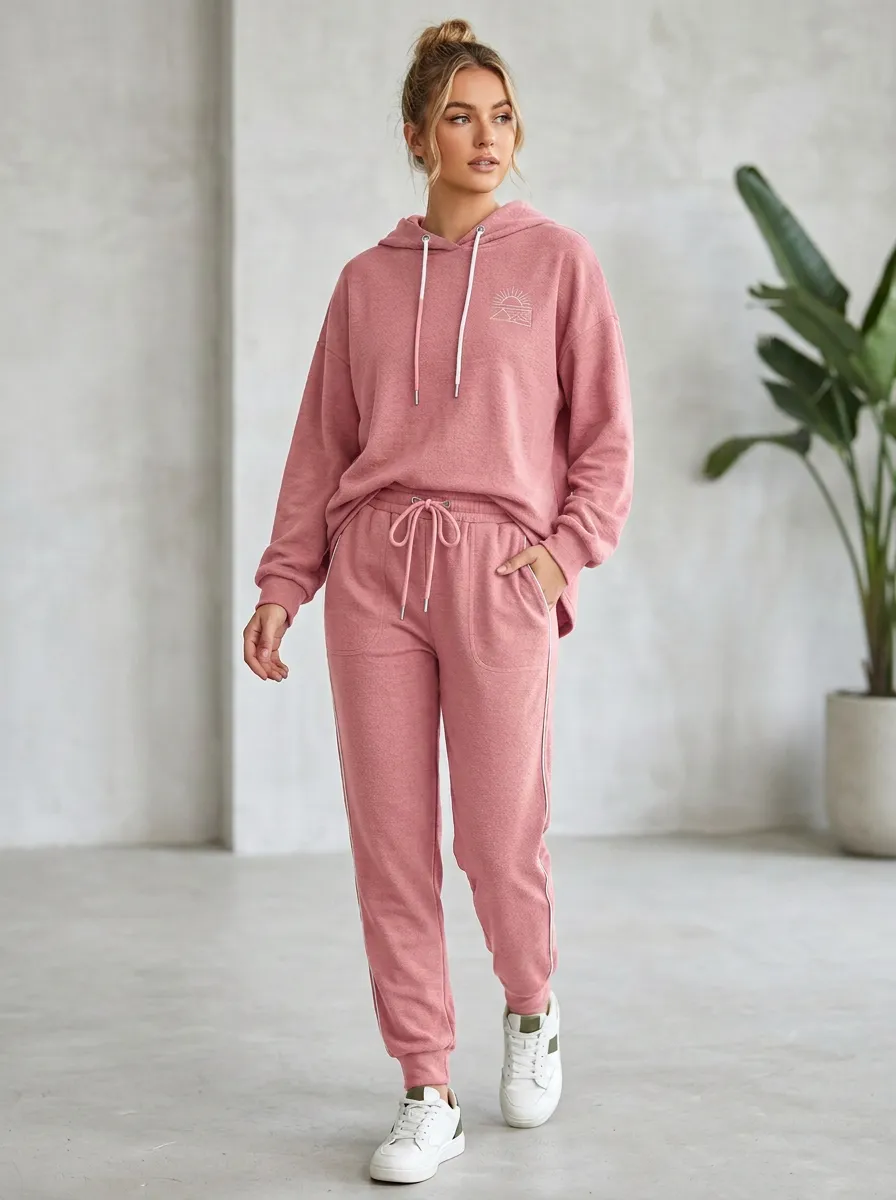 Women's Nature Lover Mountain Sunrise Printed Hooded Tracksuit