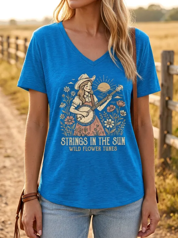 Easy-Wear Floral Women's V-Neck T-Shirt
