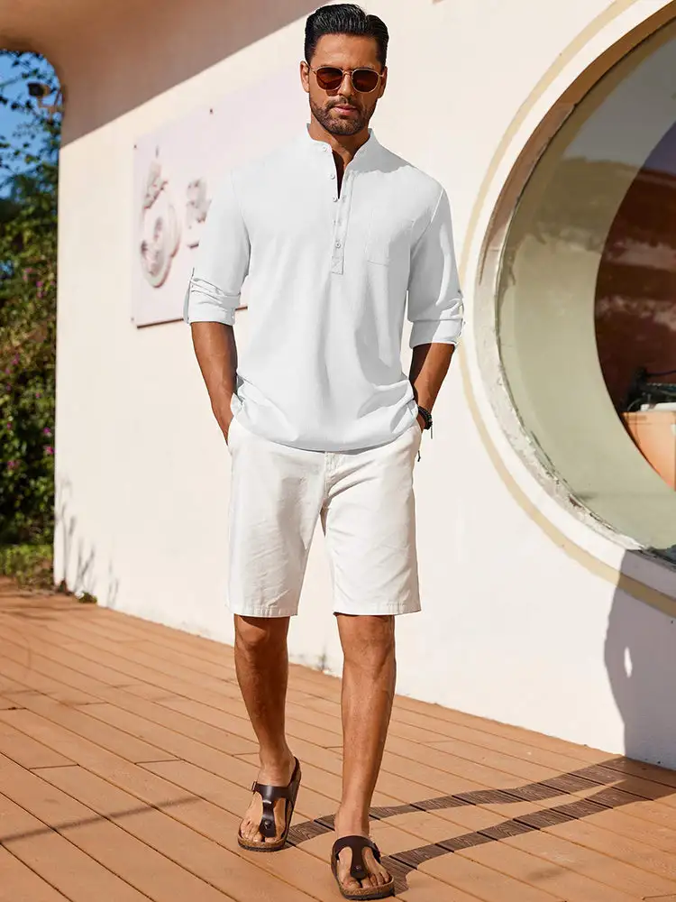Casual Summer Vacation Henley Shirt