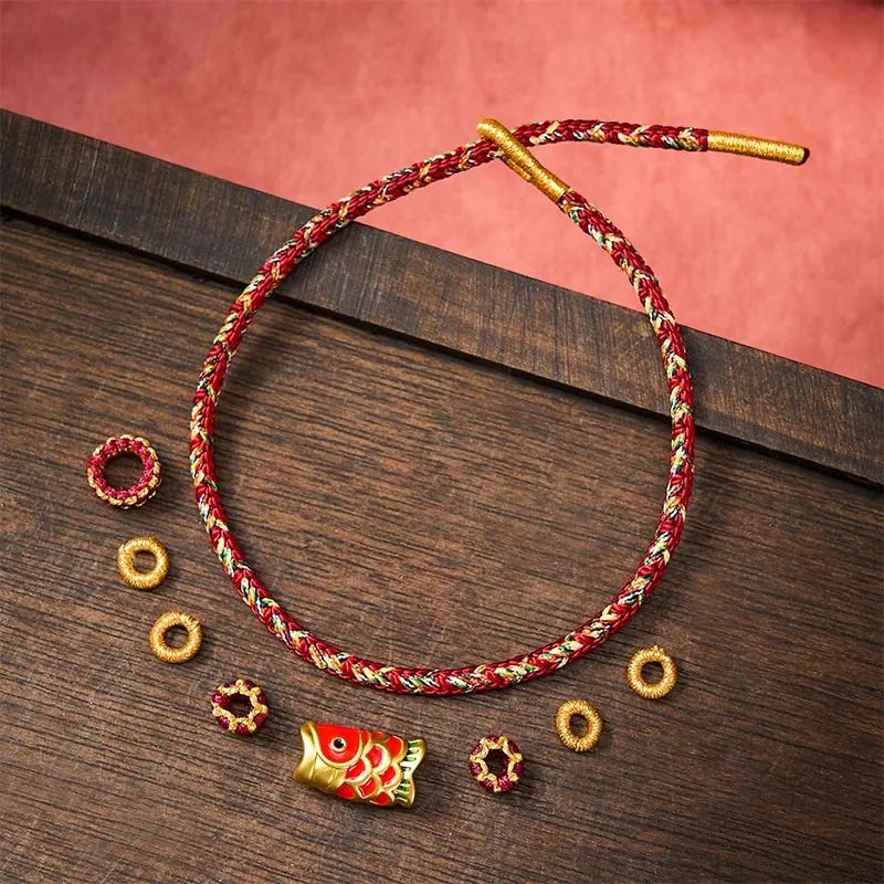 Hand Woven String Koi Fish Flower Bracelet