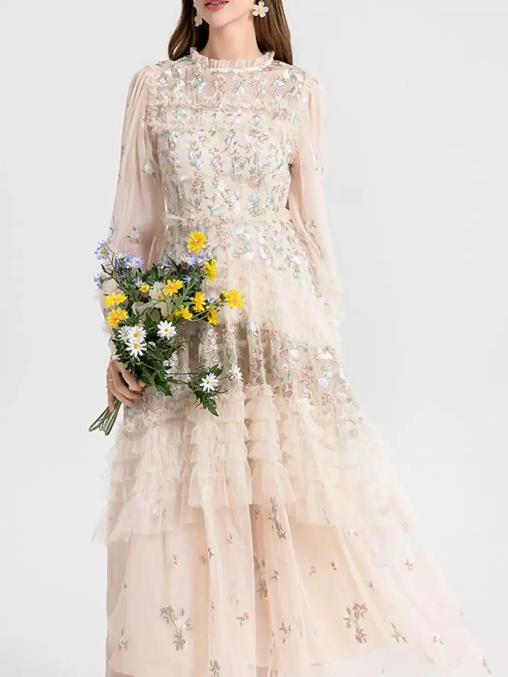 Floral Tulle Maxi Dress