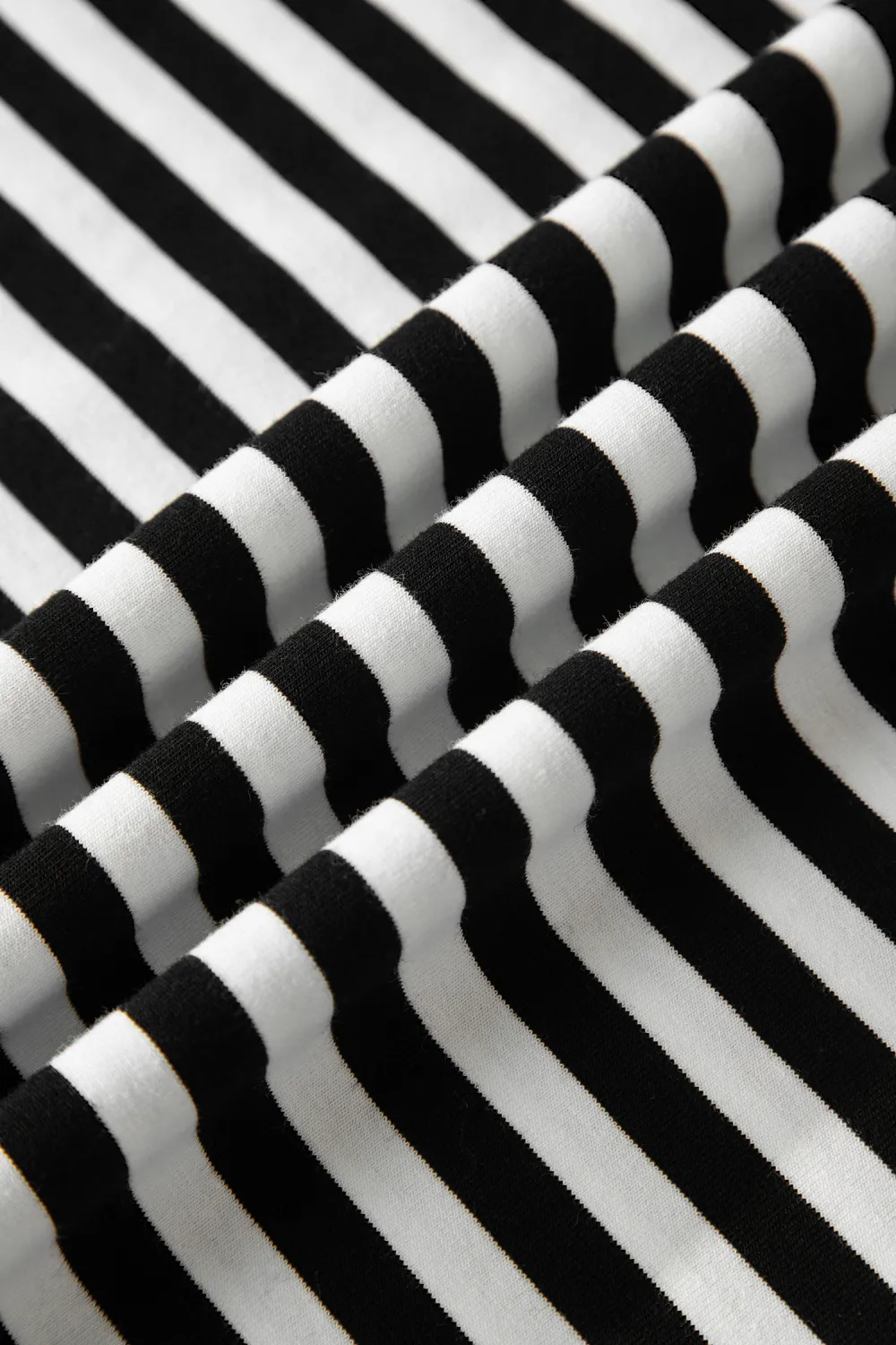 Black Striped Print V Neck Tee