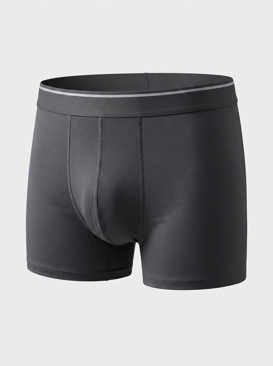 Men's Athletic Breathable Mesh Solid Color Boxer Briefs