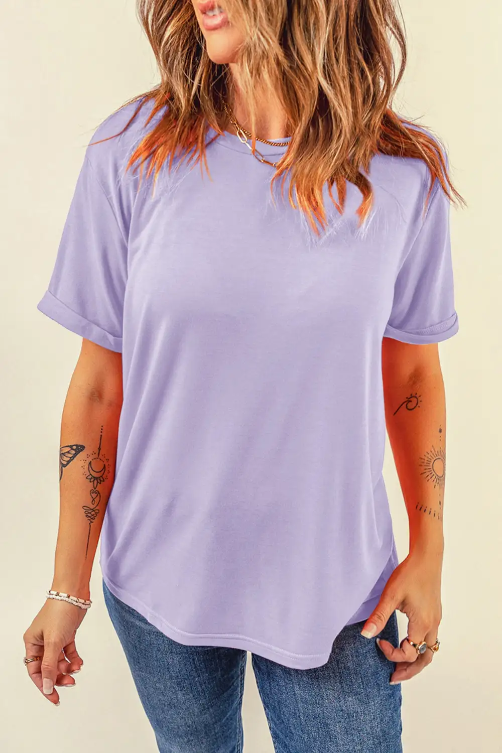Orchid Petal Casual Plain Tee