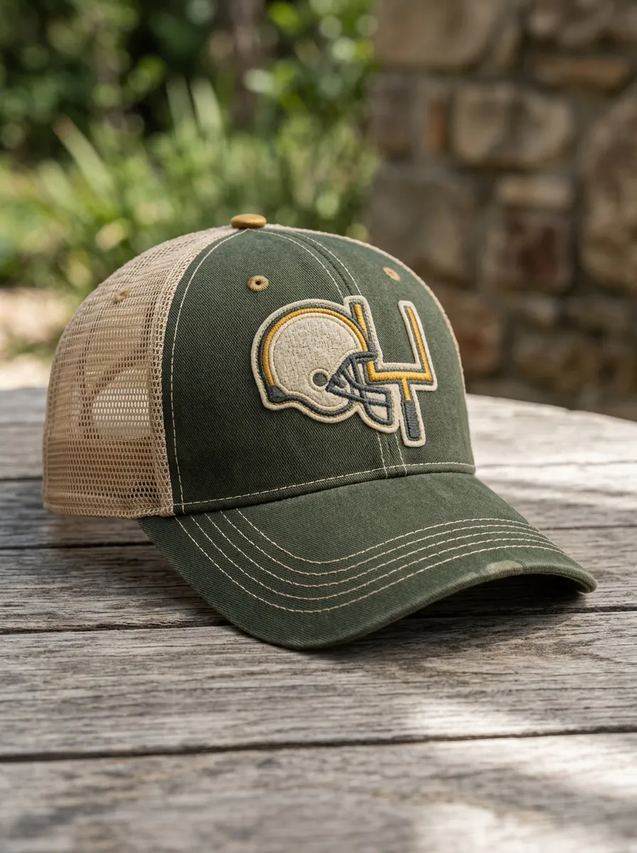 Men's Gridiron Football Fan Helmet Goalpost Embroidered Mesh Trucker Hat