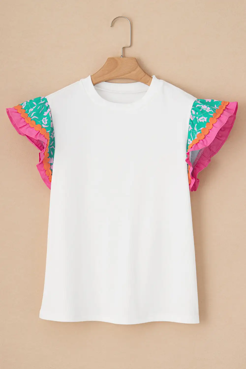 White Contrast Floral Sleeve