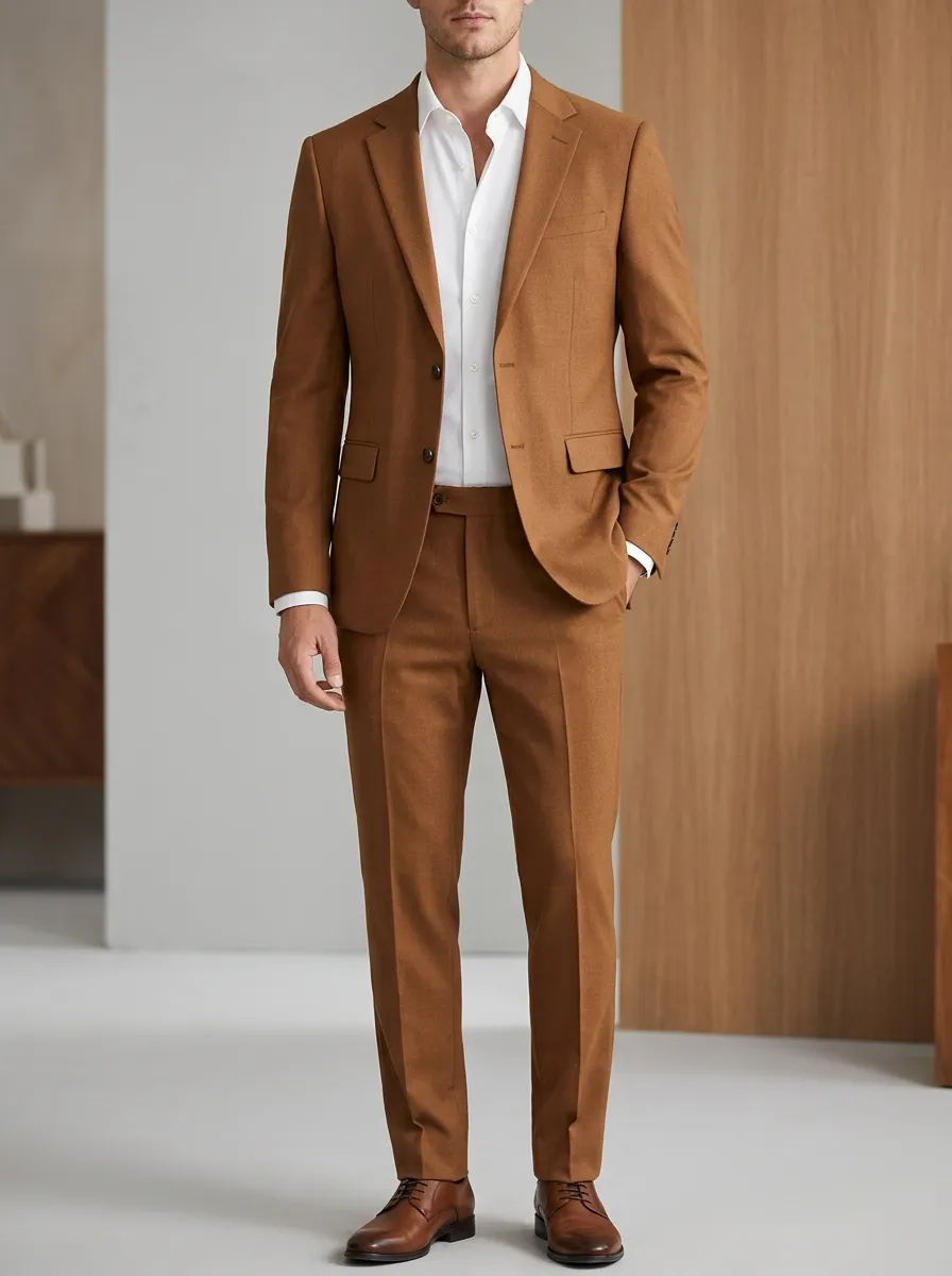 Men's Tobacco Brown Tailored Two-Piece Suit