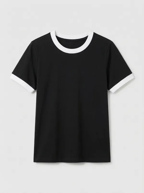 Women's Straight-Hem Crewneck Ringer T-Shirt