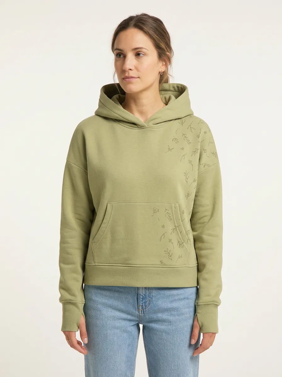 Women's Classic Botanical Line Art Nature Inspired Graphic Hoodie