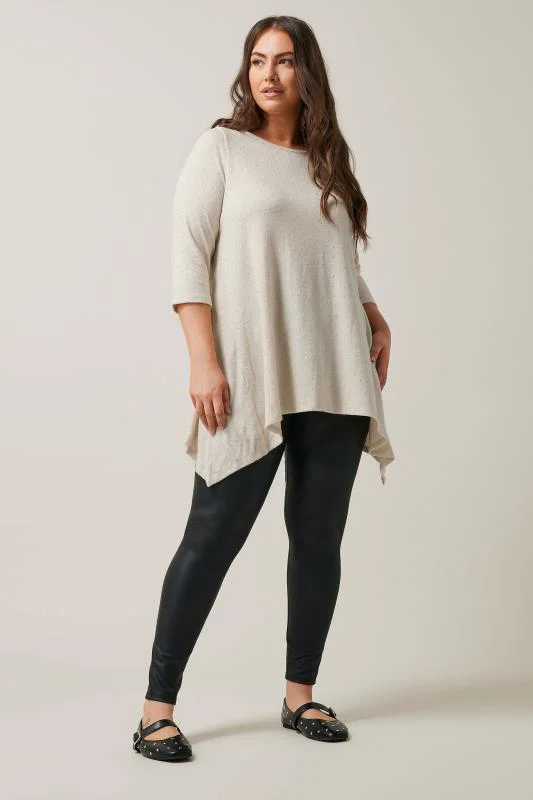Natural Brown Studded Detail Hanky Hem Top detail 1