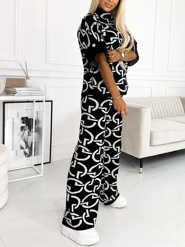Fashionable, Casual and Comfortable Mid-sleeve Sweatshirt Two-piece Set