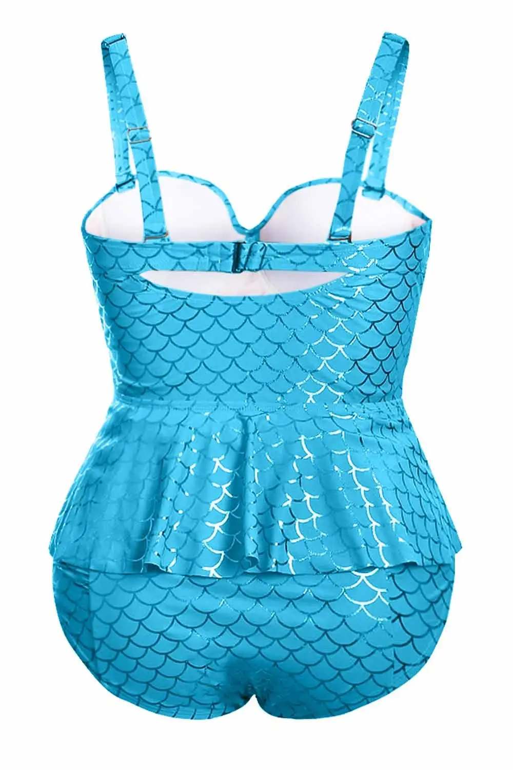 Swimwear Scale Halter Neck Peplum Plus Size Tankini