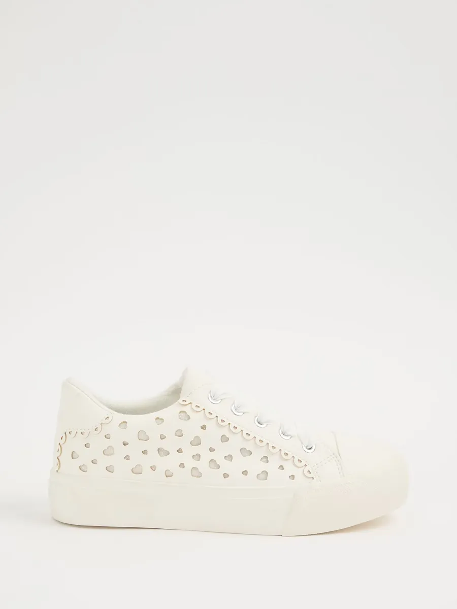 Cream Heart Cut Out Trainers