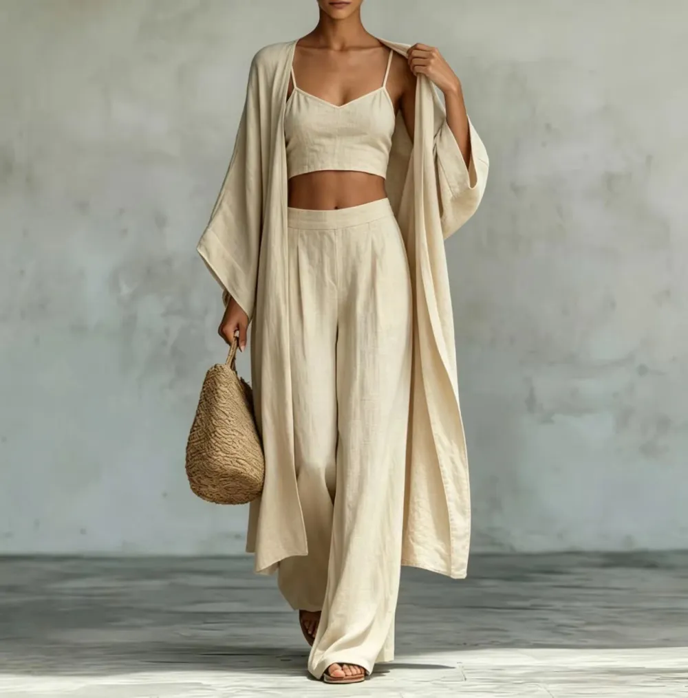 Refined Wide-Leg Long-Sleeve Women's Matching Set