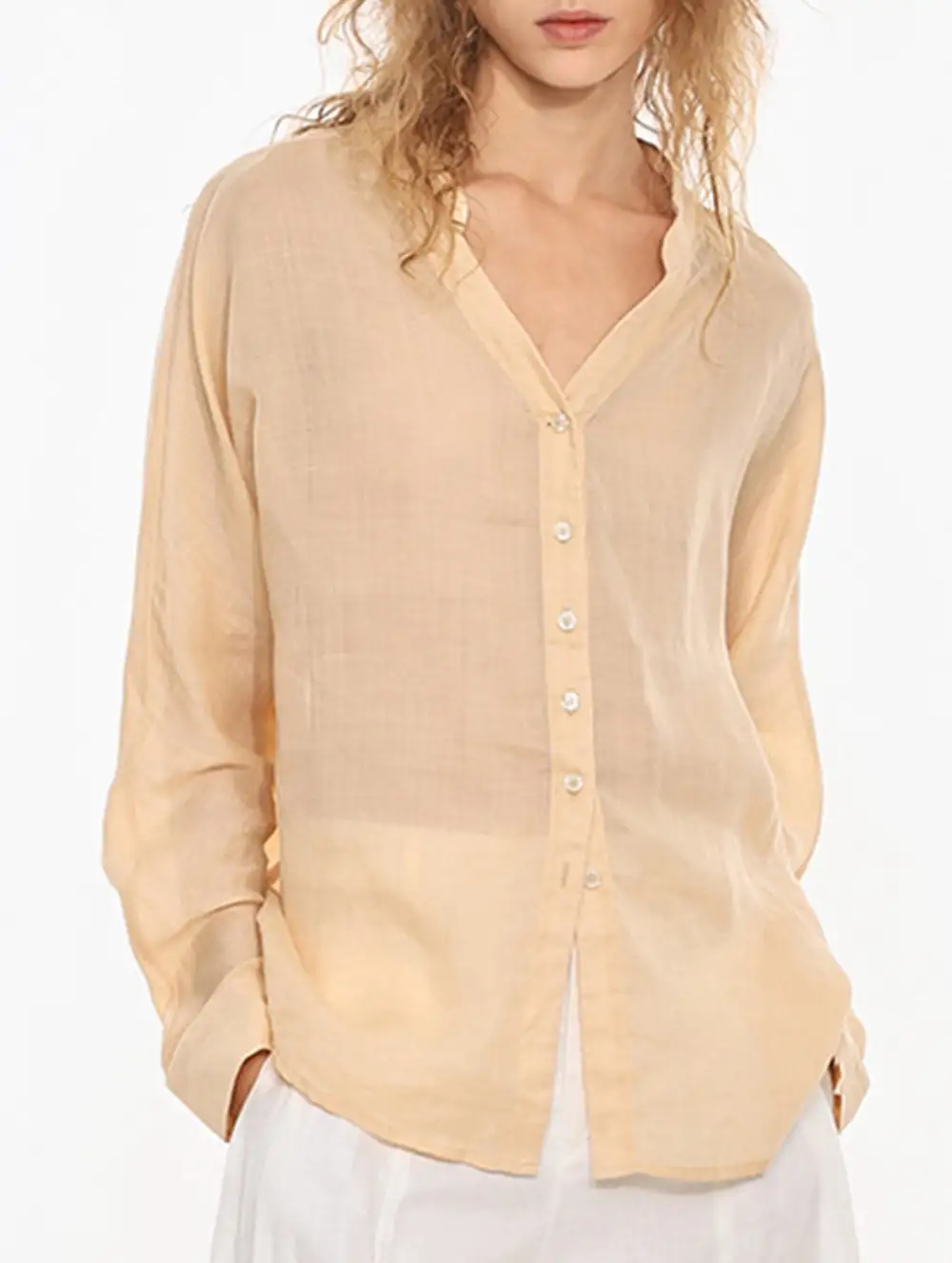 Ramie V Neck Lightweight Top