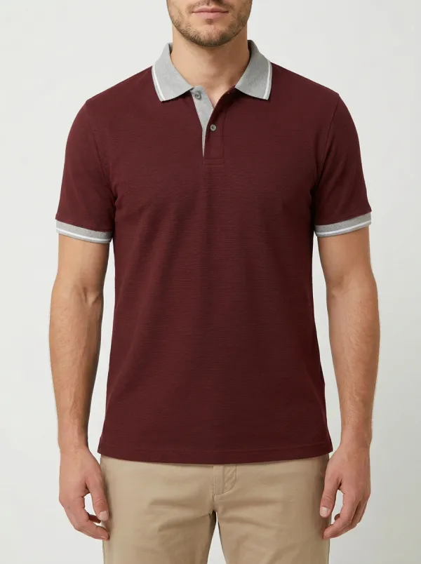 Men's Casual Contrast Collar Tipped Sleeve Polo Shirt