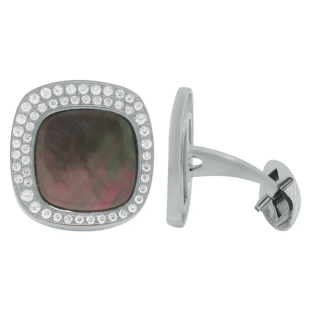 Graceful Diamond Mother Of Pearl Cufflinks