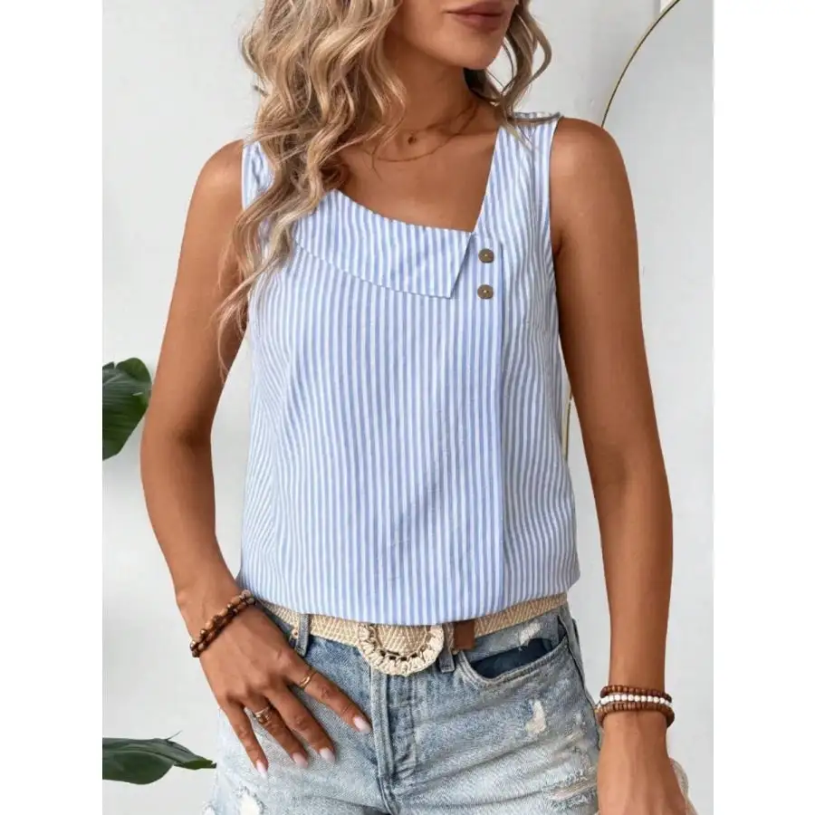 Decorative Button Asymmetrical Tank