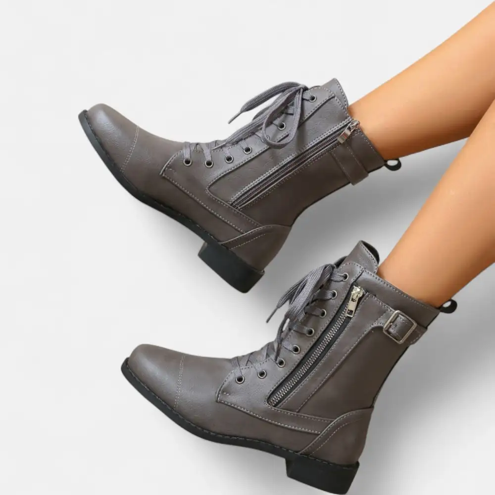 Lace Up Buckle Strap Combat Boots