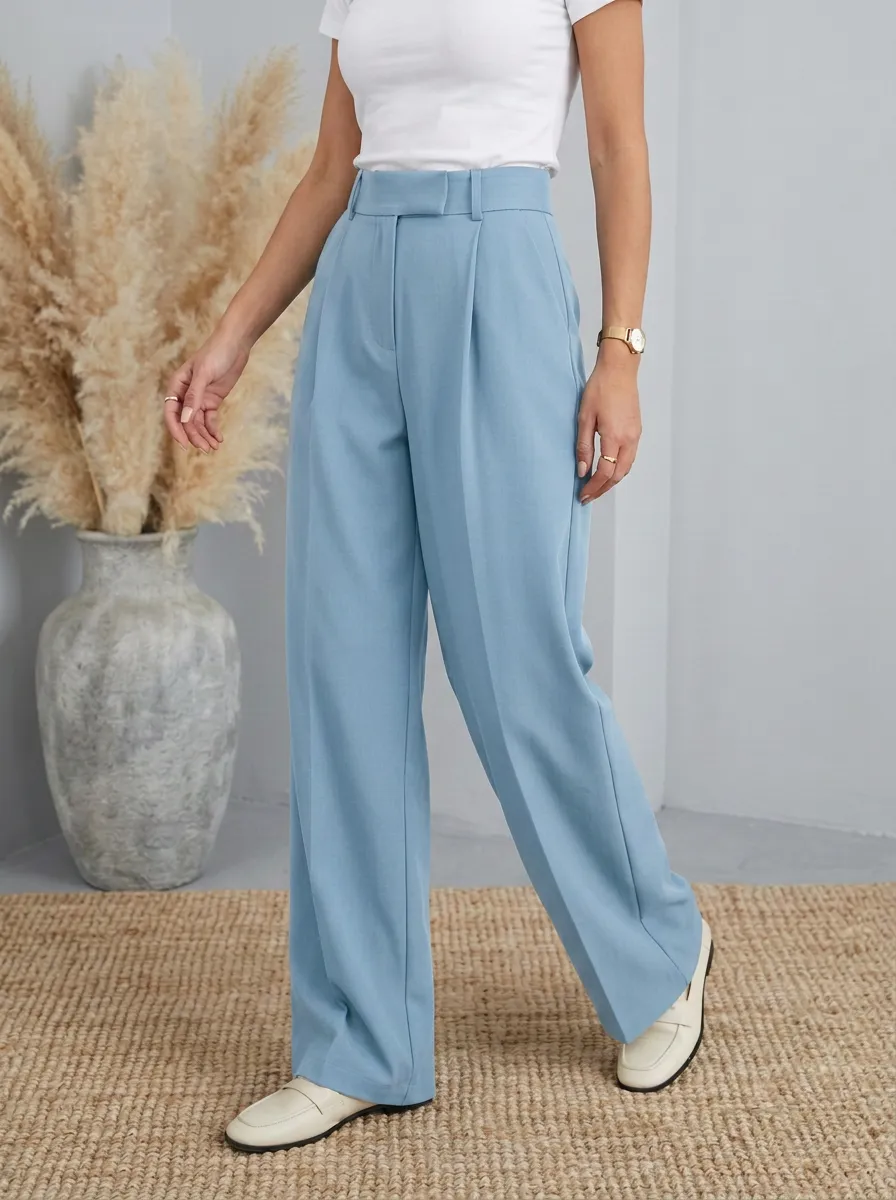 Pleated Draped Women's Wide-Leg Trousers