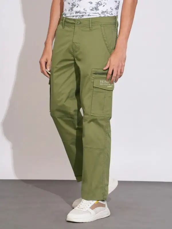 Slim-Fit Mid-Rise Cargo Trousers