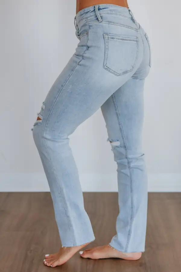 Women's Mid Rise Straight Leg Tummy Control Jeans