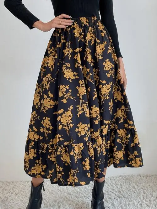 Ruffled Midi Skirt
