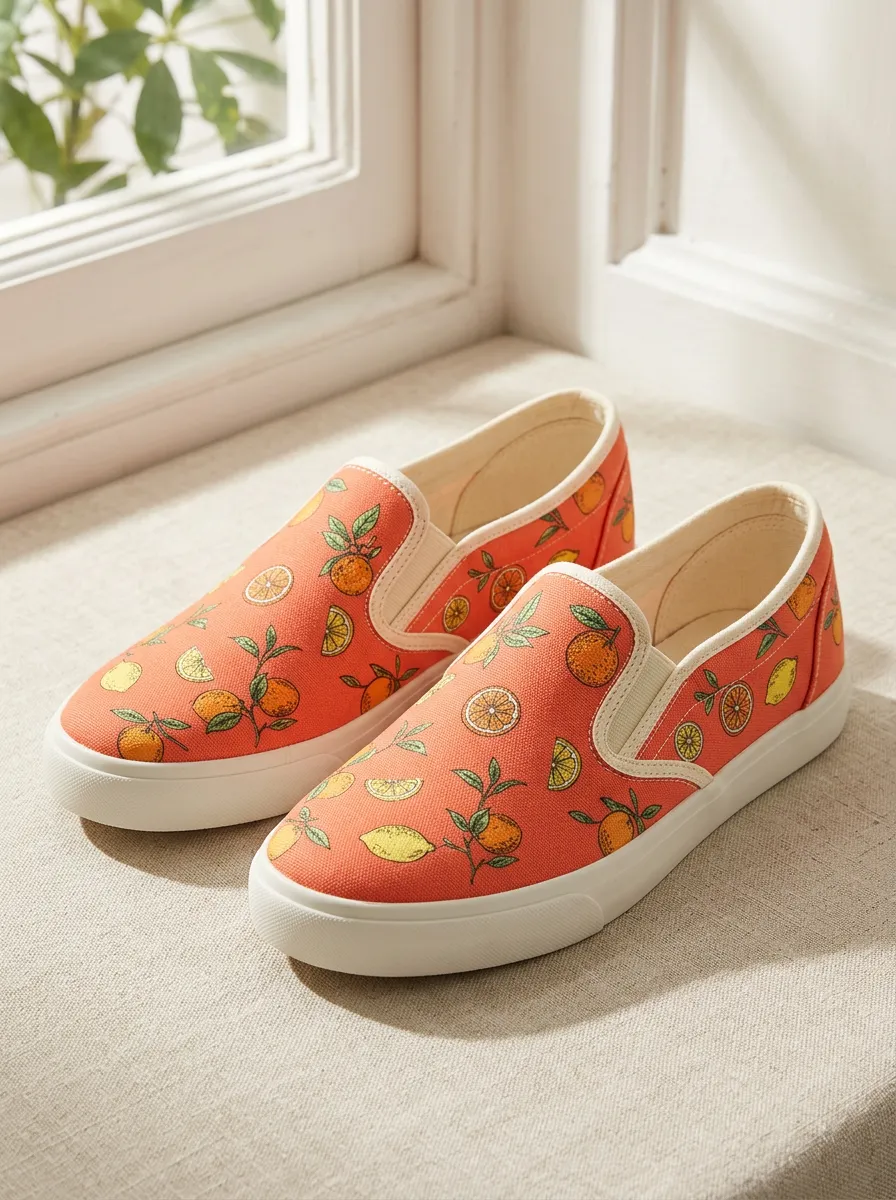 Women's Citrus Fruit Lover Orange Lemon Printed Canvas Shoes