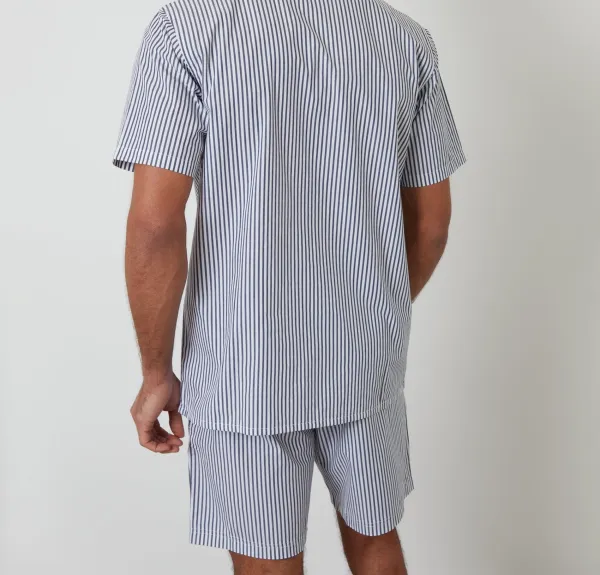 Men's Light Blue Stripe Pajama Shorts Set