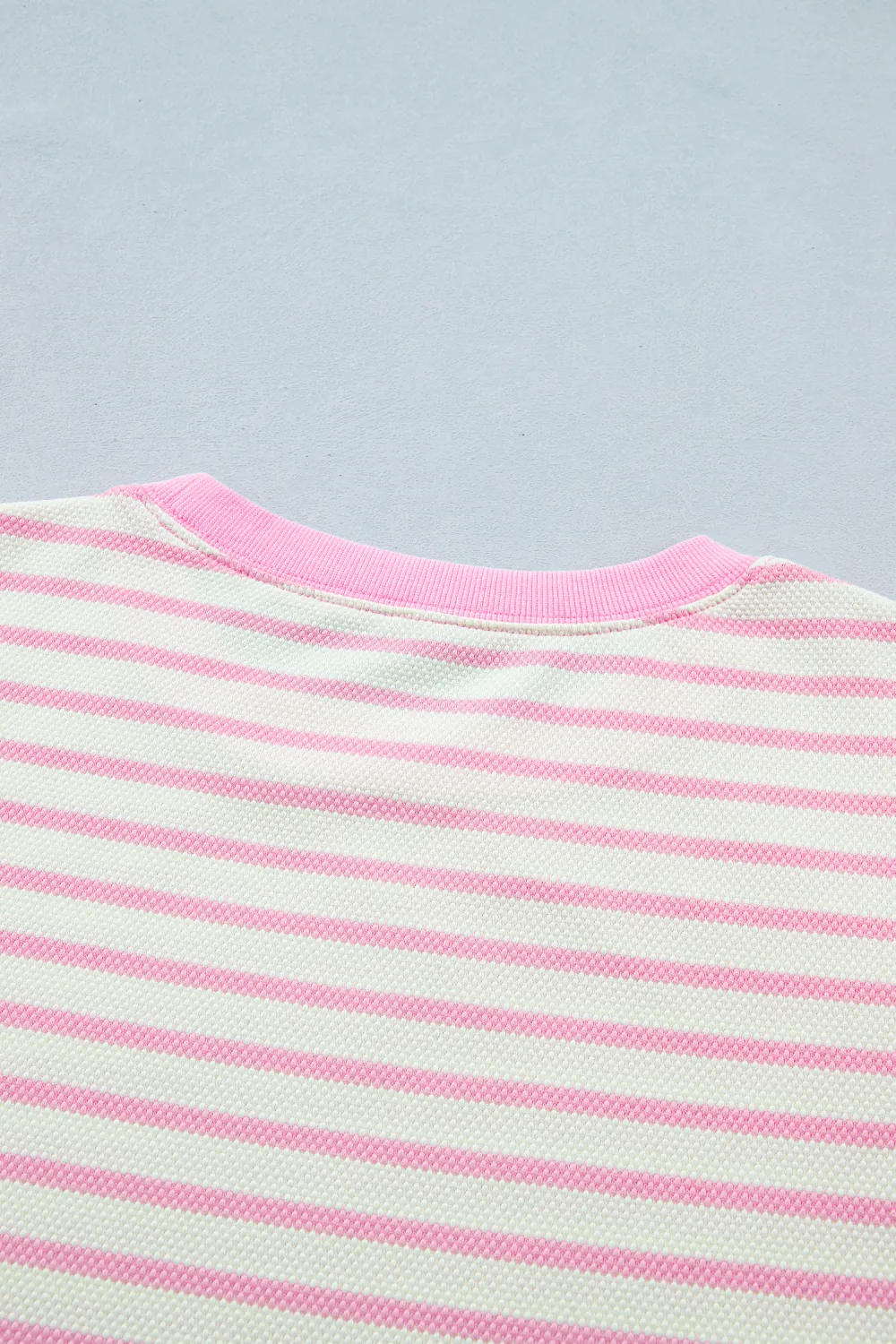 Pink Stripe Ruffled Short Sleeve Blouse