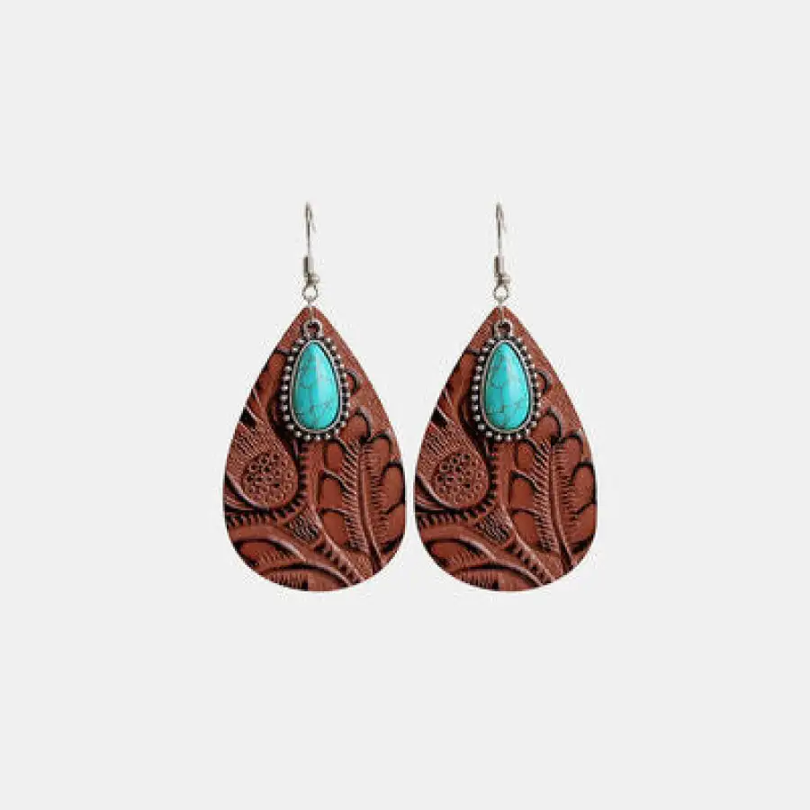 Classic Artificial Turquoise Teardrop Earrings