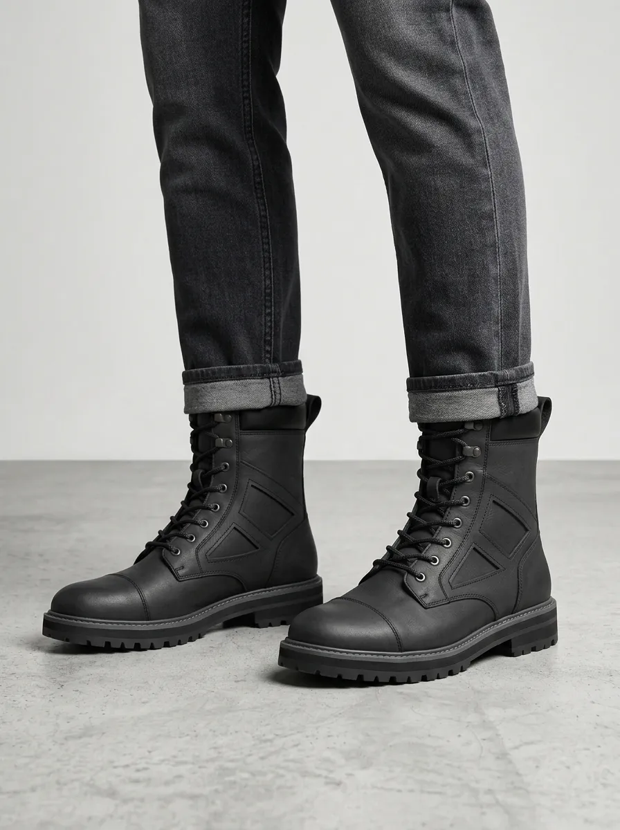 Men's Tactical Geometric Pattern Work Boots