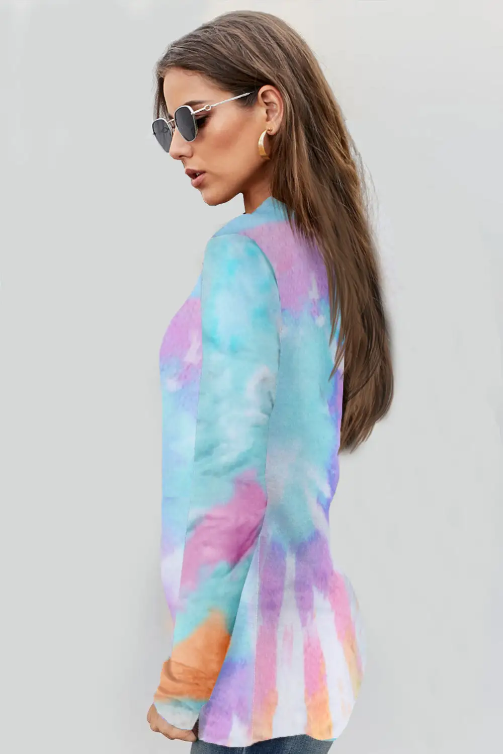 Tie Dye Print Zipper Top