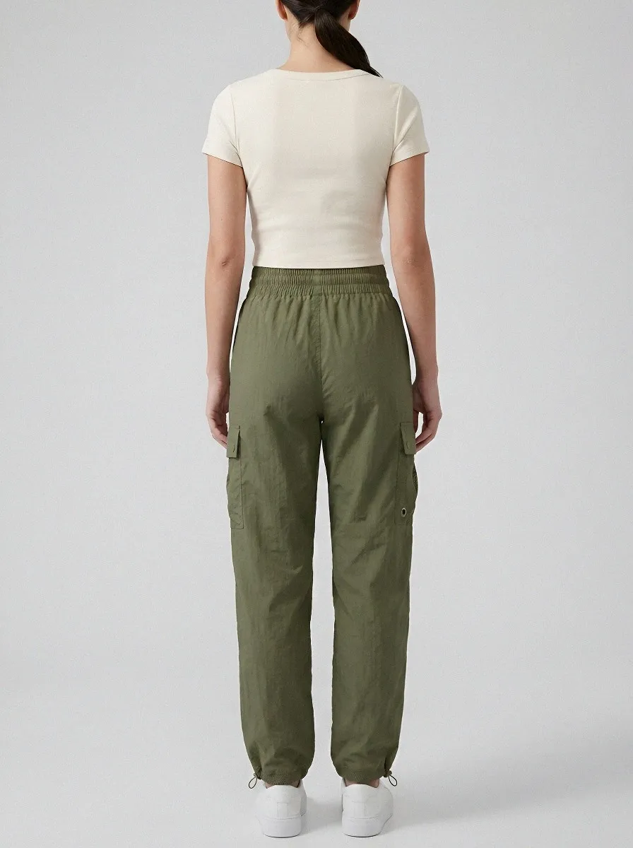 Relaxed Drawstring Elastic-Waist Breathable Cargo Pants