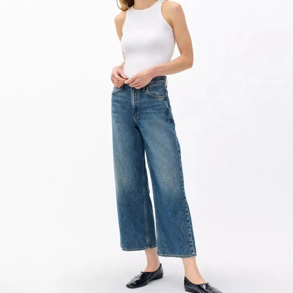 Wide-Leg Ankle-Length High-Rise Women's Jeans