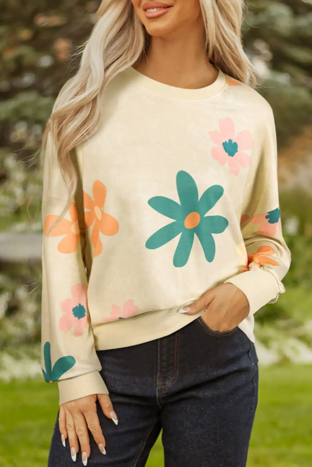 Floral Mineral Wash Sweatshirt