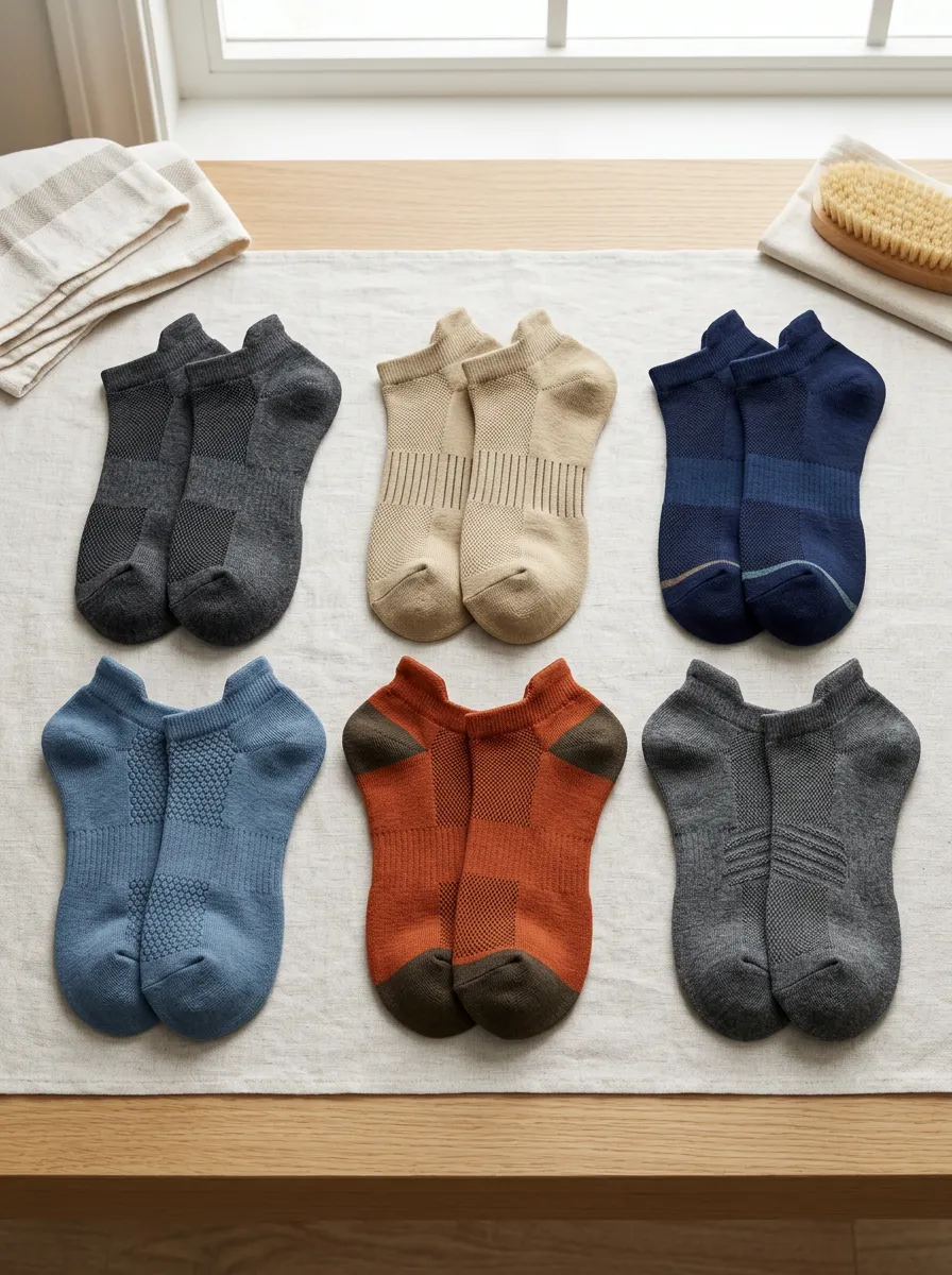 Men's Athletic Casual Multi-Color Textured Ankle Socks 6-Pack