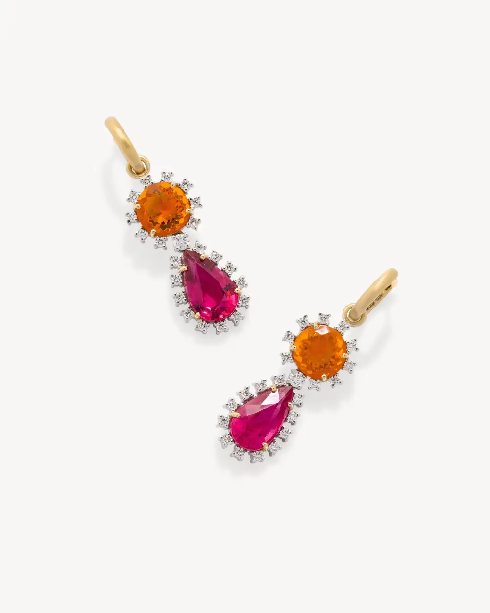Diamond Studded  Gem Double Drop Huggie Earrings