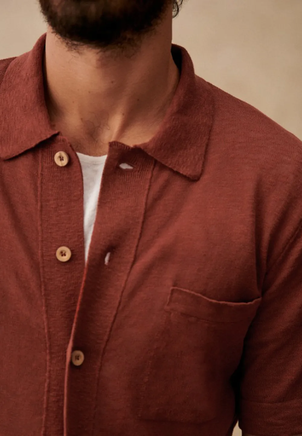 Burgundy Patch Pocket Short Sleeve Camp Shirt